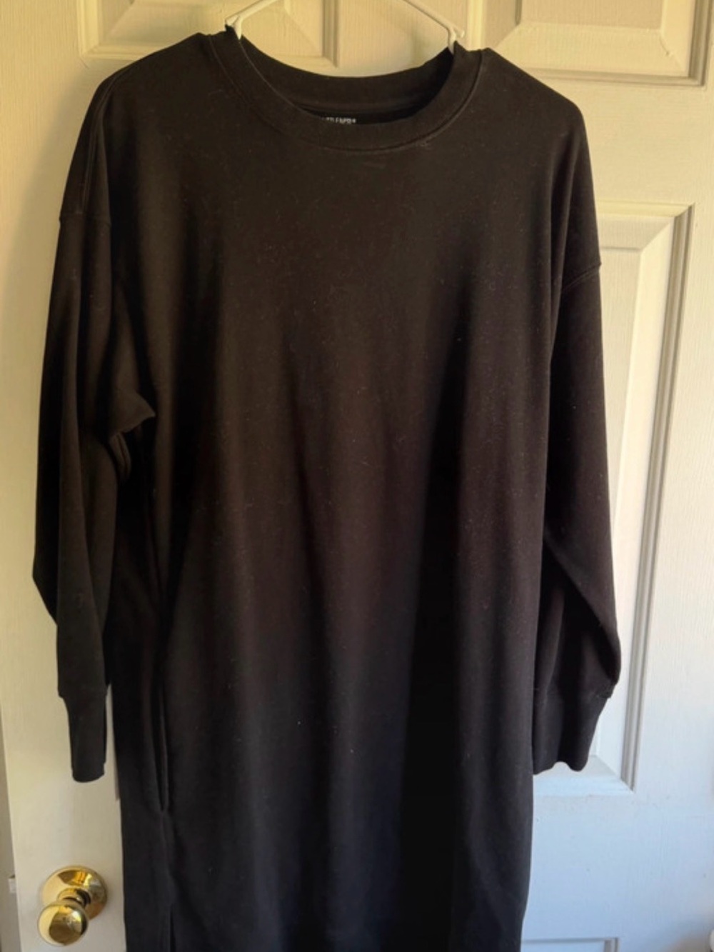 Little Bipsy Black Long-Sleeve Crewneck Sweatshirt Dress